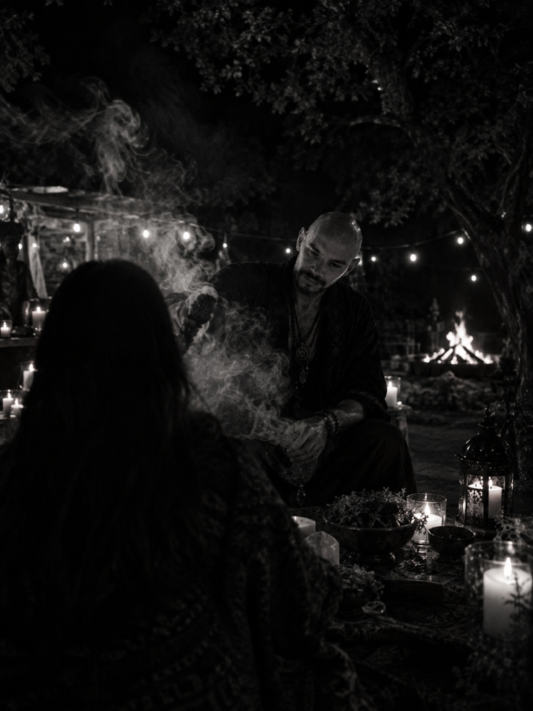 Ritual ceremonial nocturno en el santuario de ARCANO